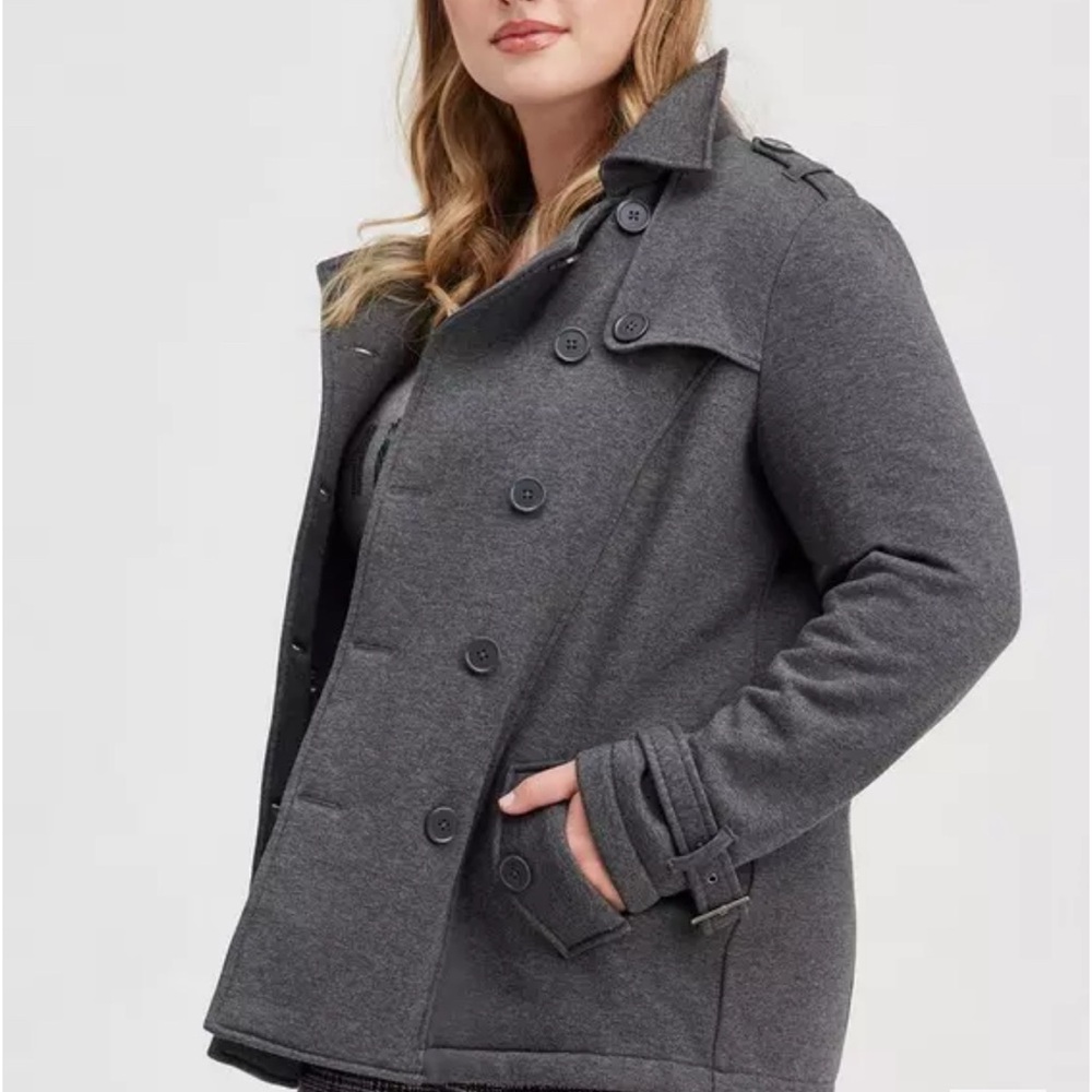 TORRID | Fleece Peacoat Jacket gray sz 00 M - Picture 2 of 8